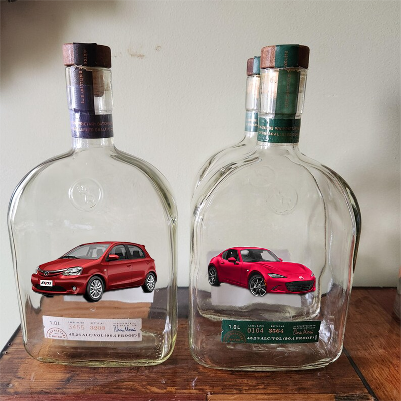 Custom Whiskey Bottles With Car Portrait