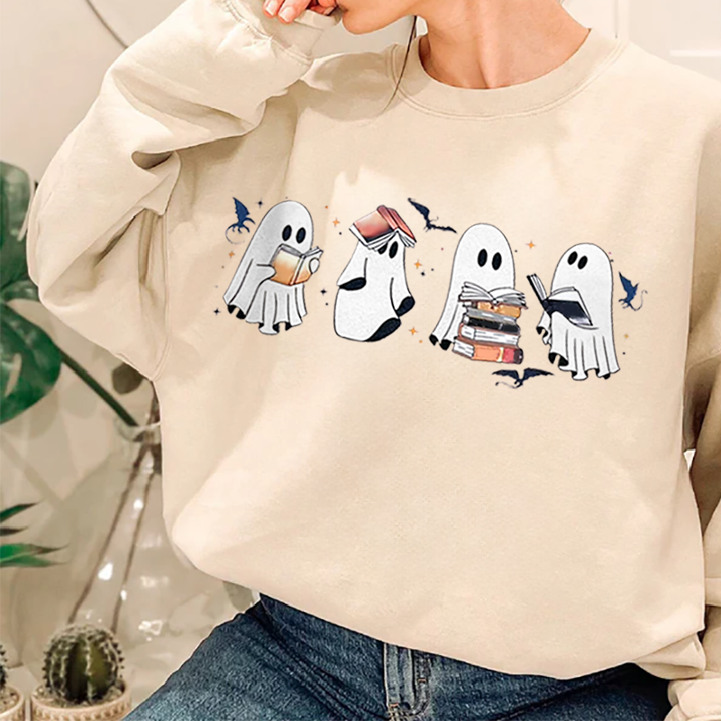  Cute Reading Ghosts Hoodie – Cozy Up with Your Favorite Spooky Bookworms