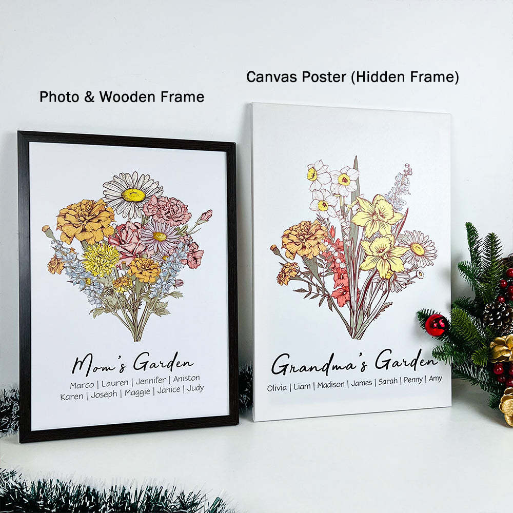 50%OFF⭐️Personalized Birth flower Bouquet Names Frame