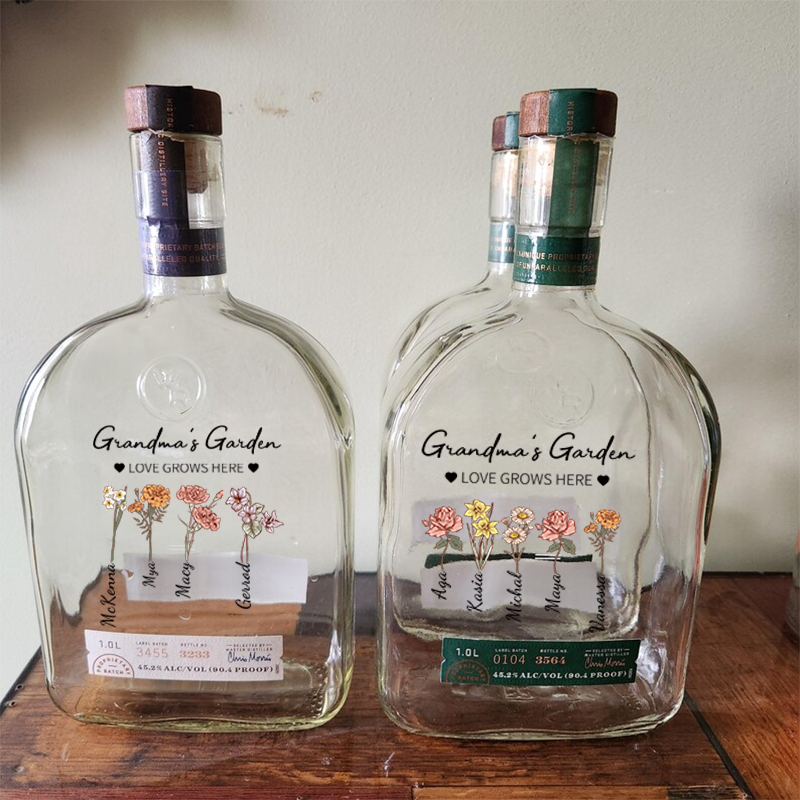 Custom Whiskey Bottles With Month Flowers