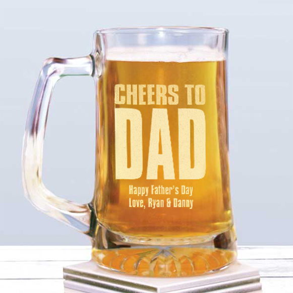 Cheers To Dad Personalized 25oz. Beer Mug, Gifts for Dad, Fathers Day Gifts, Personalized Gifts for Dad, Beer Gifts, Gifts for Men