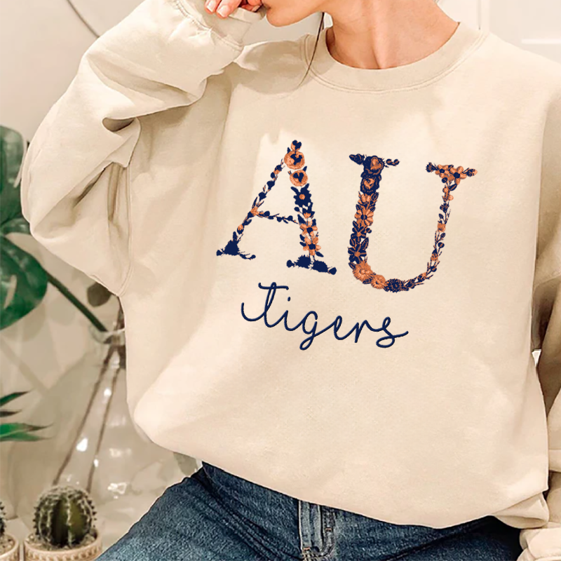 Customized Auburn Tigers Football Sweatshirts With Trendy Floral Embroidery