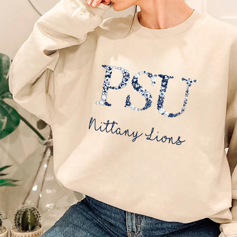 Customized Penn State Nittany Lions Football Sweatshirts With Trendy Floral Embroidery