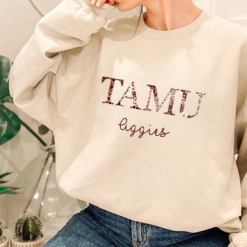 Customized Texas A&M Aggies Football Sweatshirts With Trendy Floral Embroidery