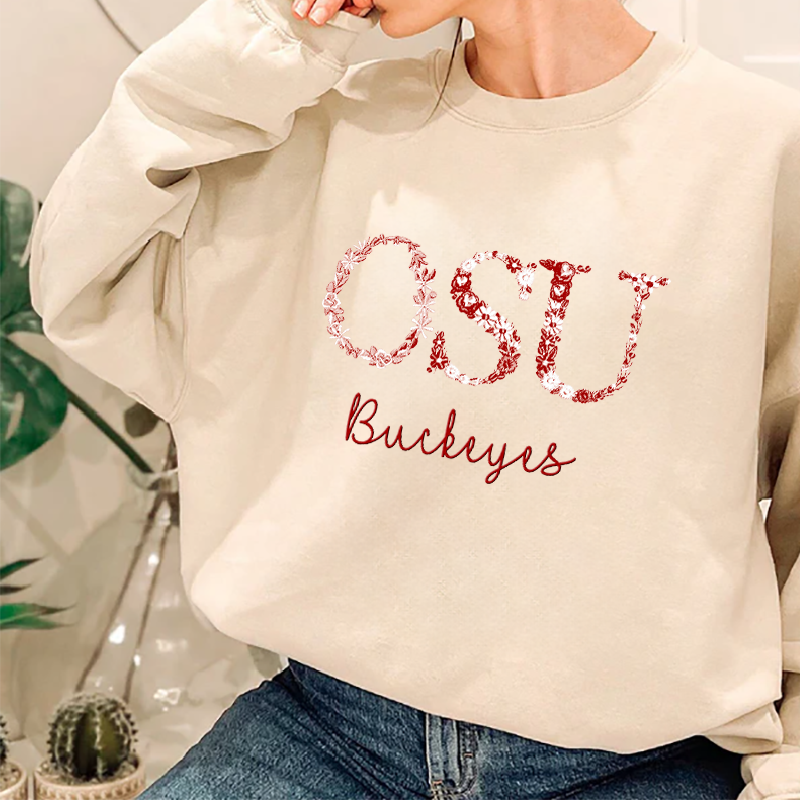 Customized Ohio State Buckeyes Football Sweatshirts With Trendy Floral Embroidery