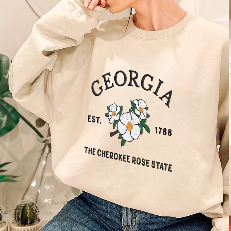 CUSTOM EMBROIDERED GEORGIA FLOWER SWEATSHIRT