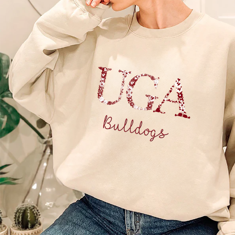 Customized Georgia Bulldogs Football Sweatshirts With Trendy Floral Embroidery