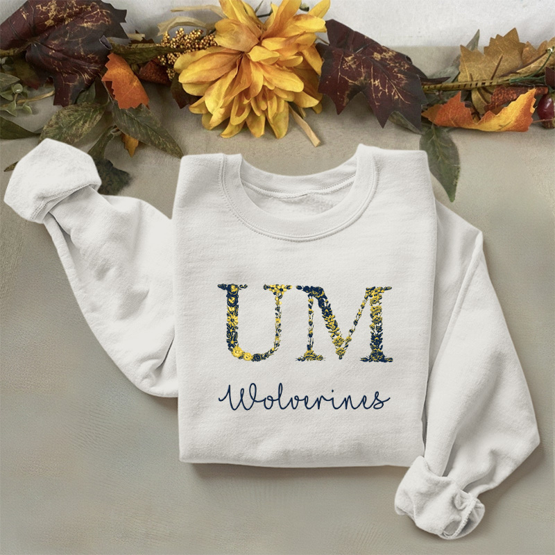 Customized Michigan Wolverines Football Sweatshirts With Trendy Floral Embroidery