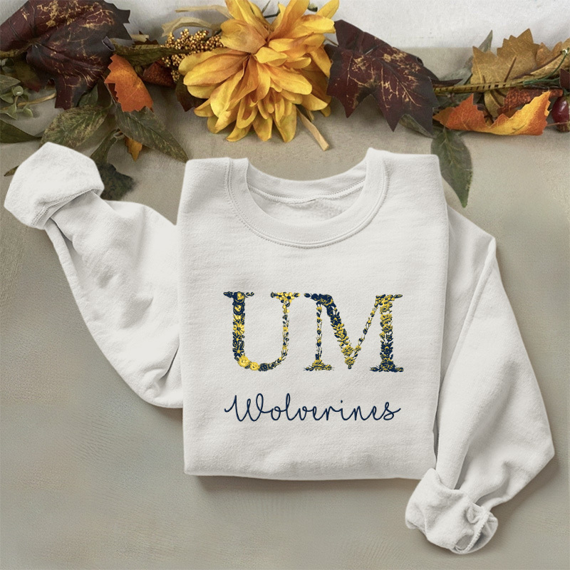 Customized Michigan Wolverines Football Sweatshirts With Trendy Floral Embroidery