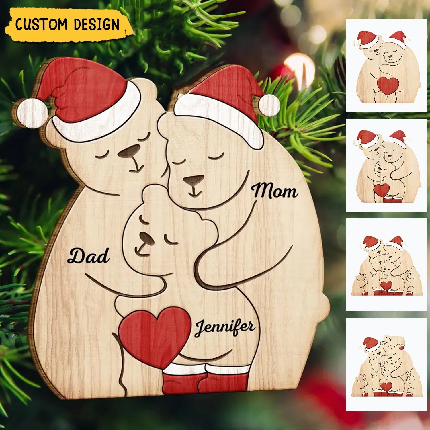 Custom Christmas Bear Family Puzzle