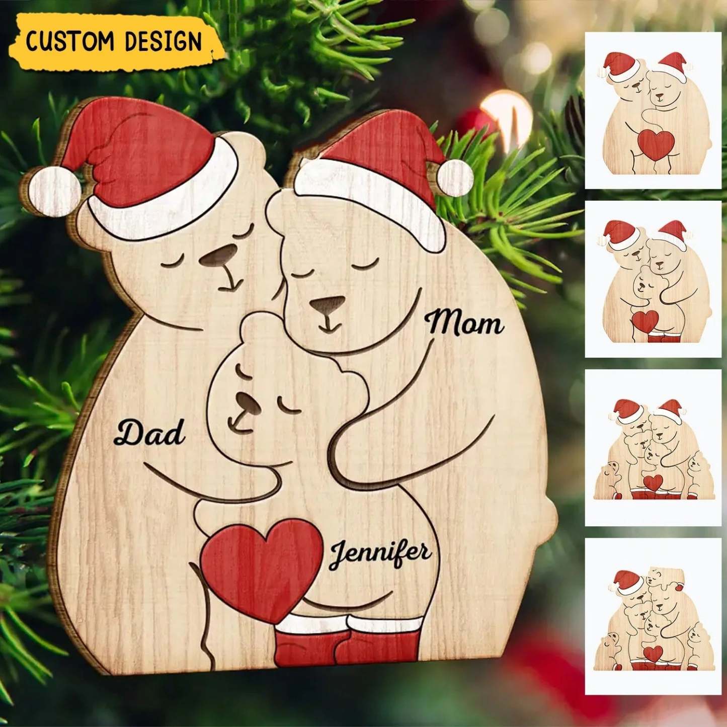 Custom Christmas Bear Family Puzzle