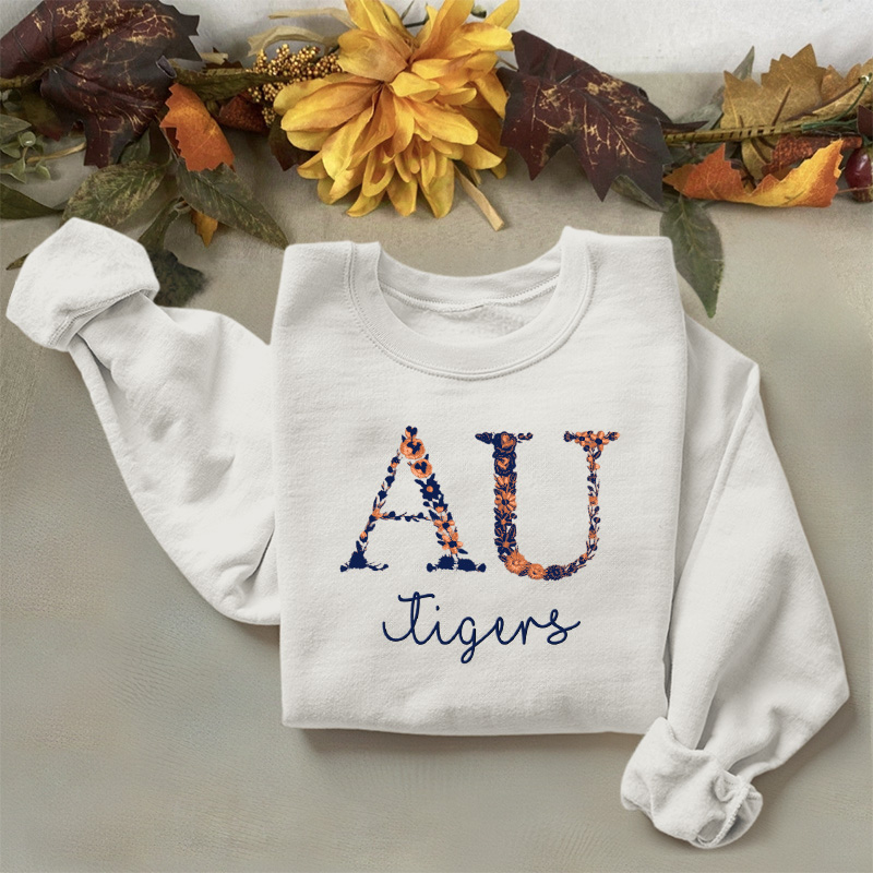 Customized Auburn Tigers Football Sweatshirts With Trendy Floral Embroidery