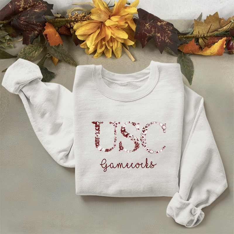 Customized South Carolina Gamecocks Football Sweatshirts With Trendy Floral Embroidery