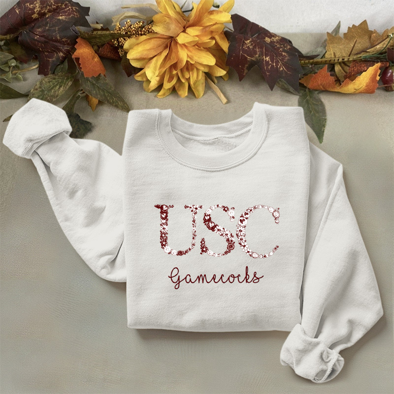 Customized South Carolina Gamecocks Football Sweatshirts With Trendy Floral Embroidery