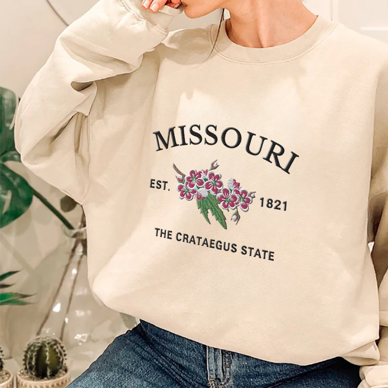CUSTOM EMBROIDERED MISSOURI FLOWER SWEATSHIRT