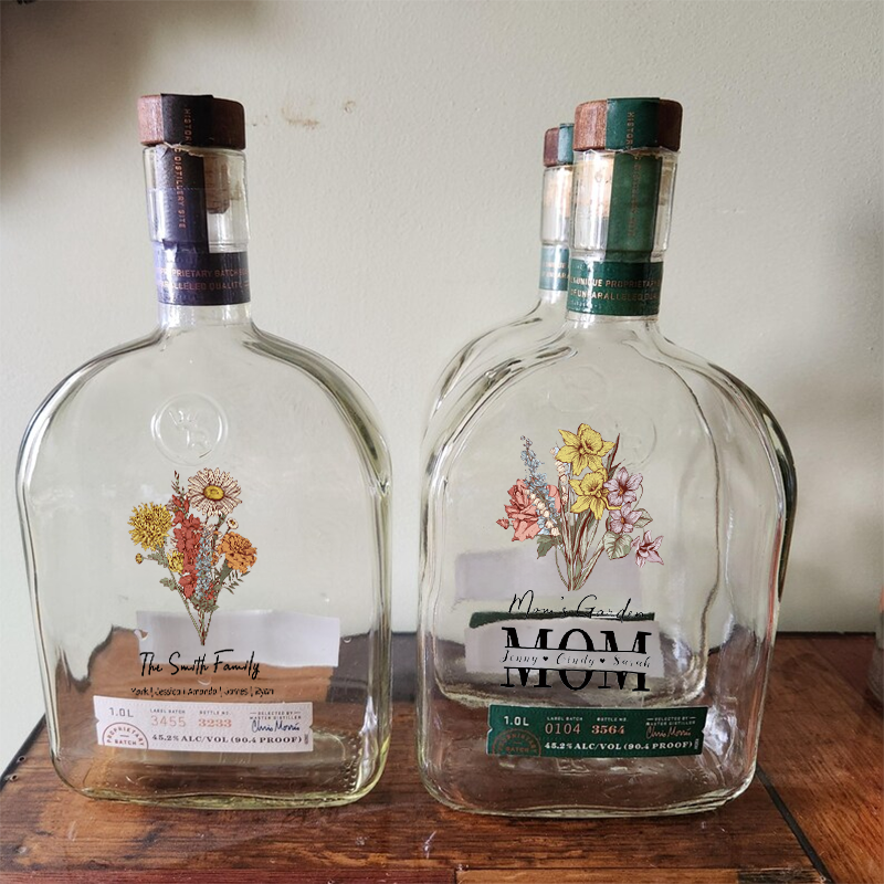Custom Whiskey Bottles With Birth Flowers
