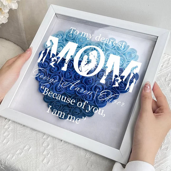 Cozy Motherhood Moments - MOM Embrace Baby Flower Shadow Box, Creative Mother's Gift