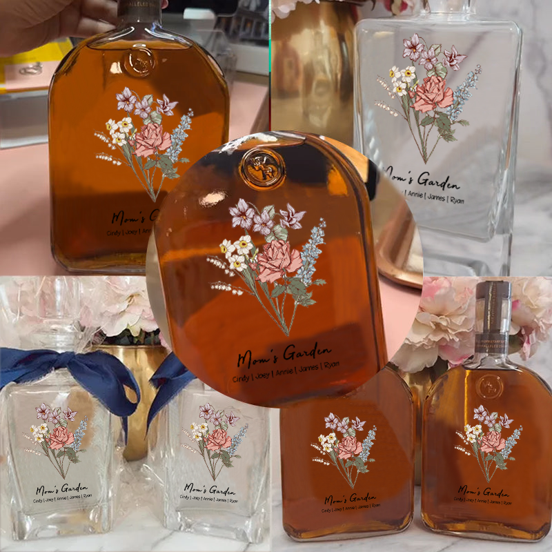 Custom Whiskey Bottles With Birth Flowers