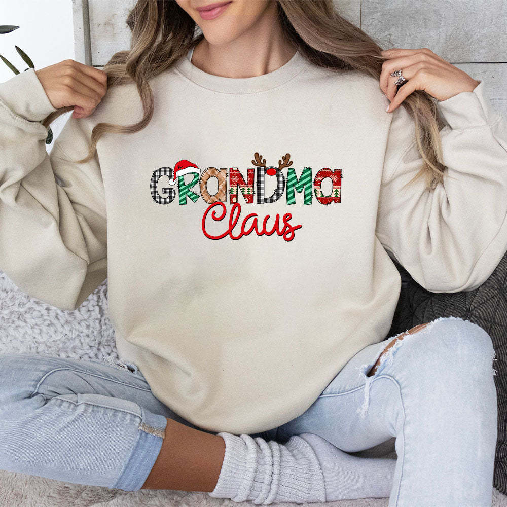 Personalized Christmas Grandma Claus Kids Sweatshirt