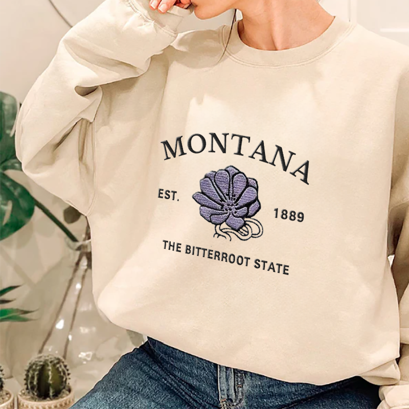 CUSTOM EMBROIDERED MONTANA FLOWER SWEATSHIRT