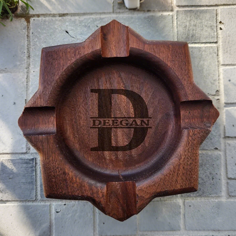 Personalized Name Walnut Cigar Ash Tray