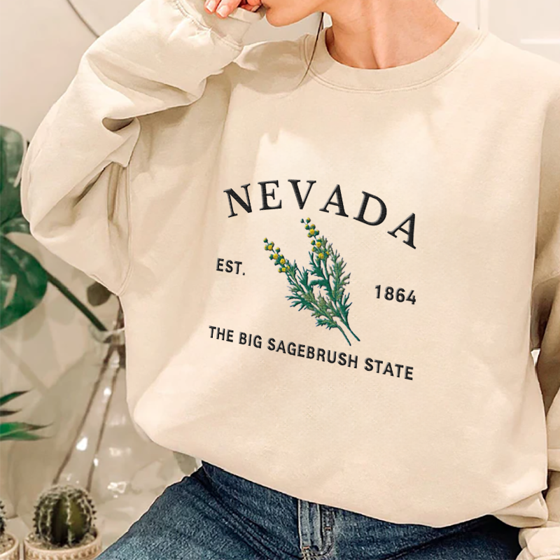 CUSTOM EMBROIDERED NEVADA FLOWER SWEATSHIRT