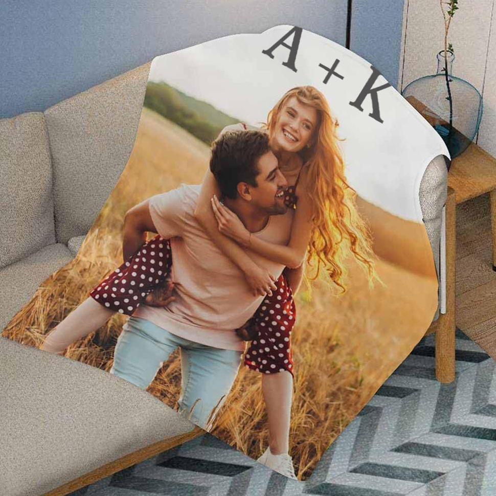 Custom Pictures Blanket Personalized 1 Photo Throw Blanket with Name Text 