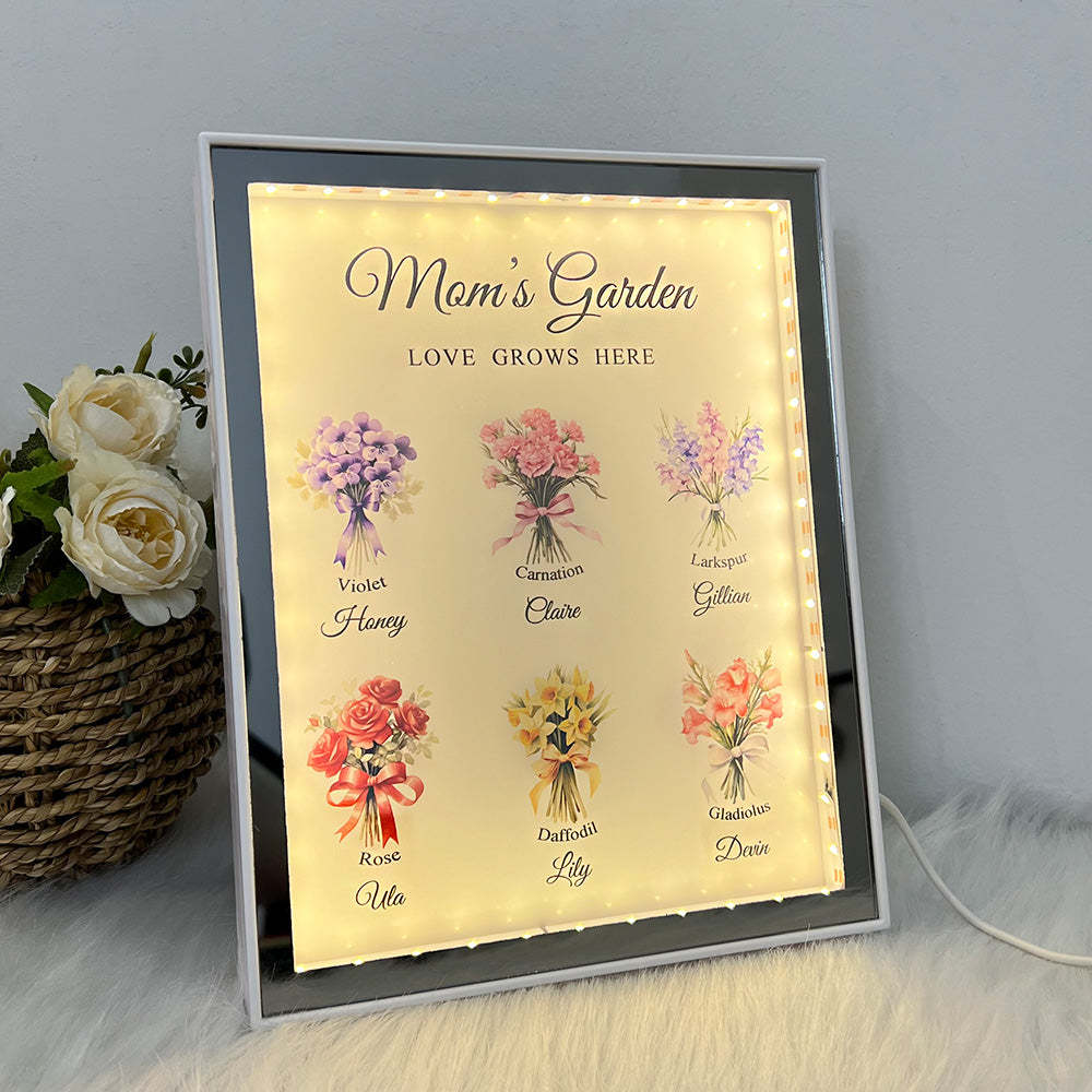 50% OFF✨Birth Flower Bouquet Custom Name Night Light Mirror