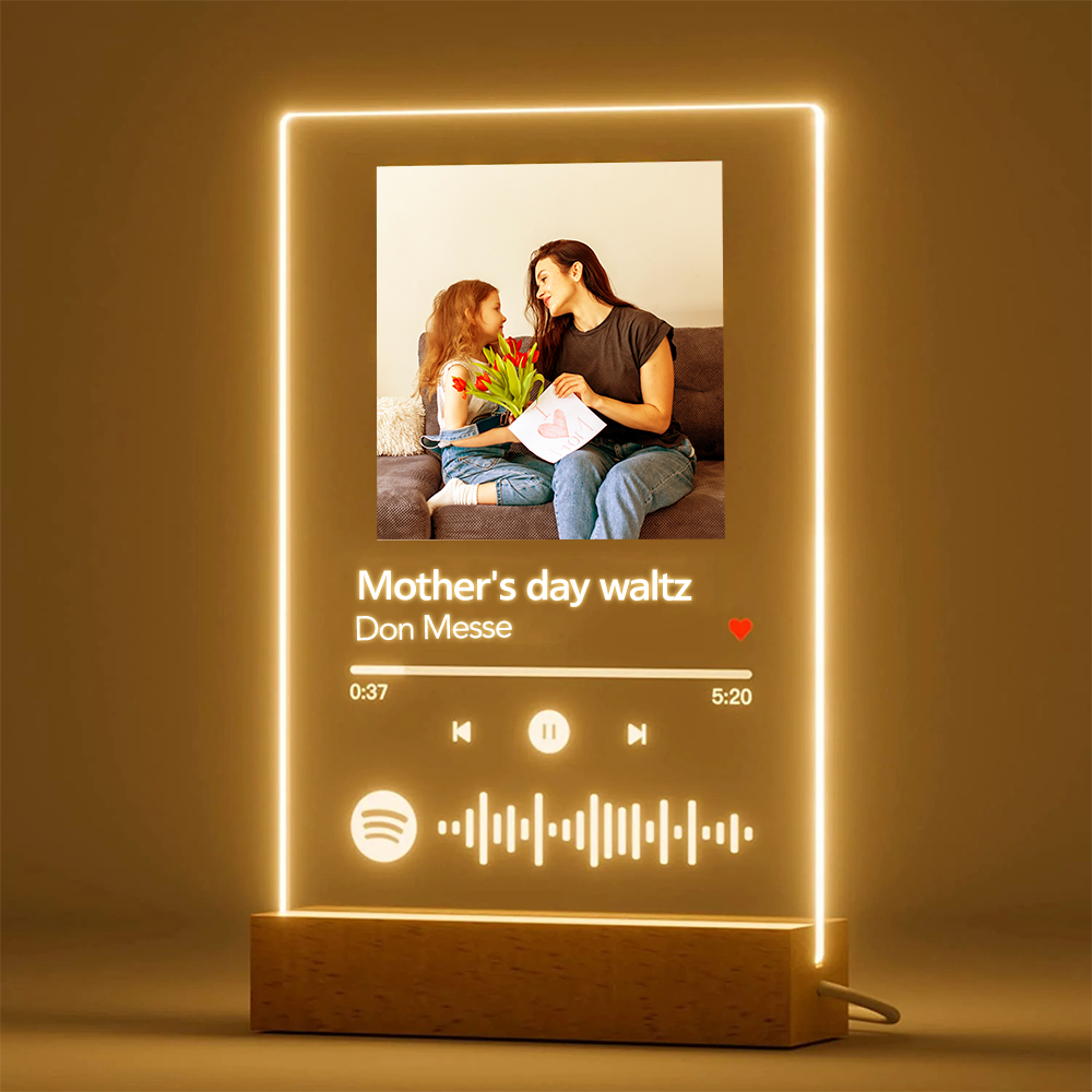 Customizable Photo Music Plaque Night Light | Mother's Day Gifts