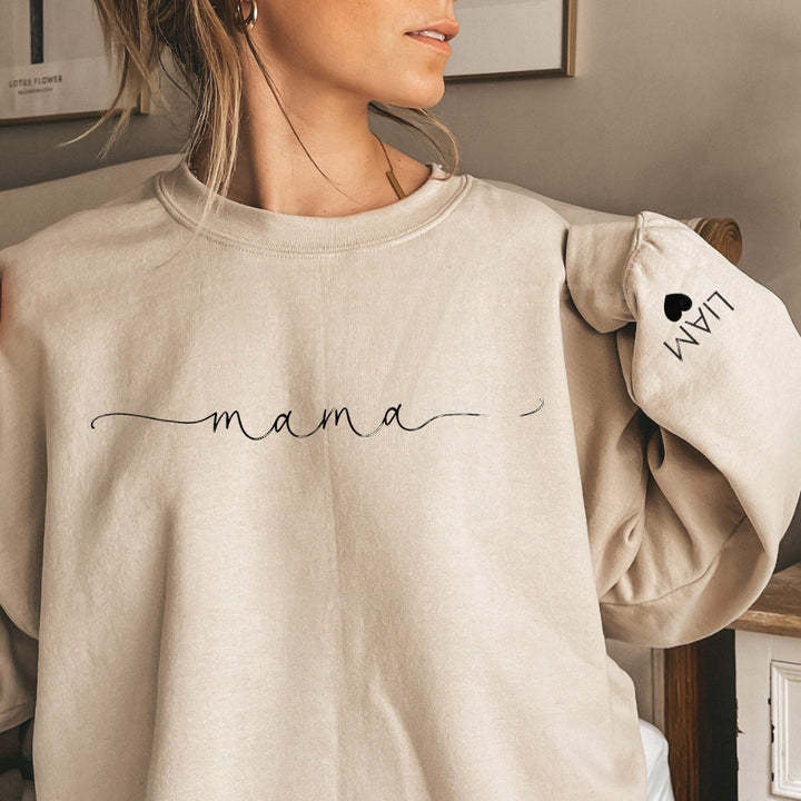 Custom Mama Sweatshirt with Kids Names On Sleeve Gift for Mom