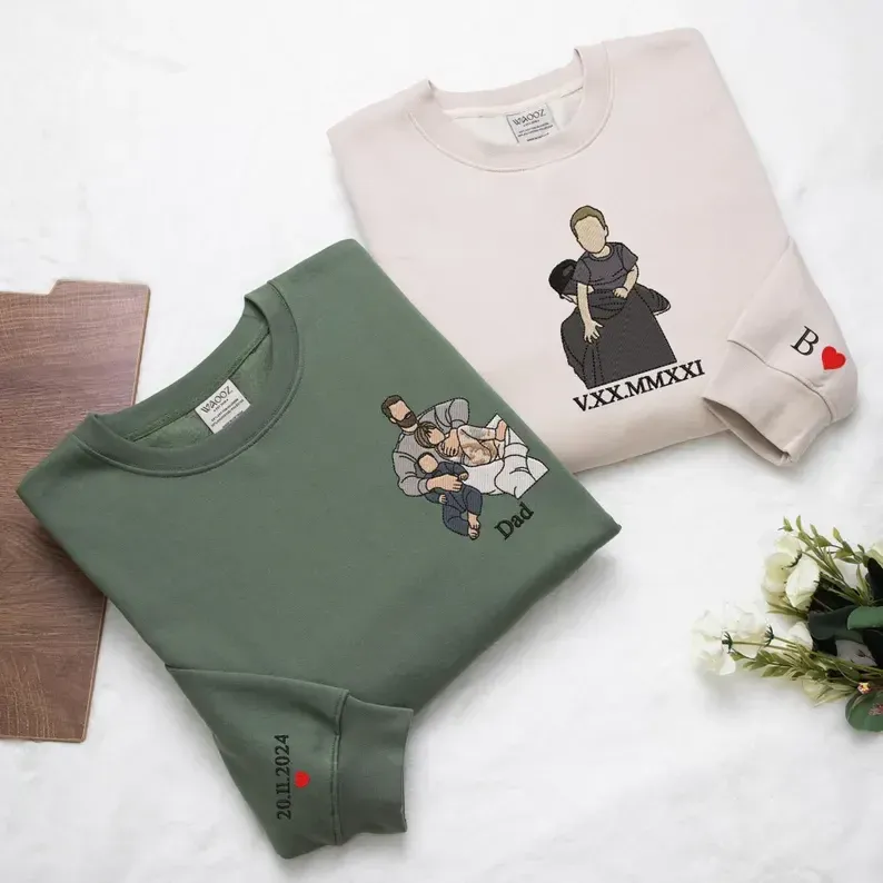 Custom Embroidered Sweatshirt with a Photo Portrait 
