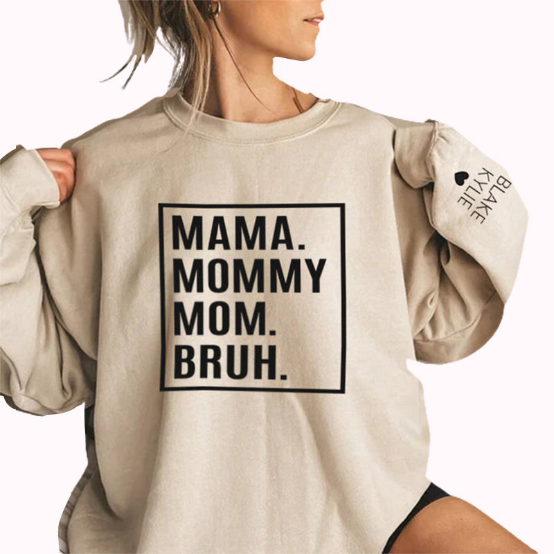 Custom Mama Mommy Sweatshirt with Children's Names on the Sleeve