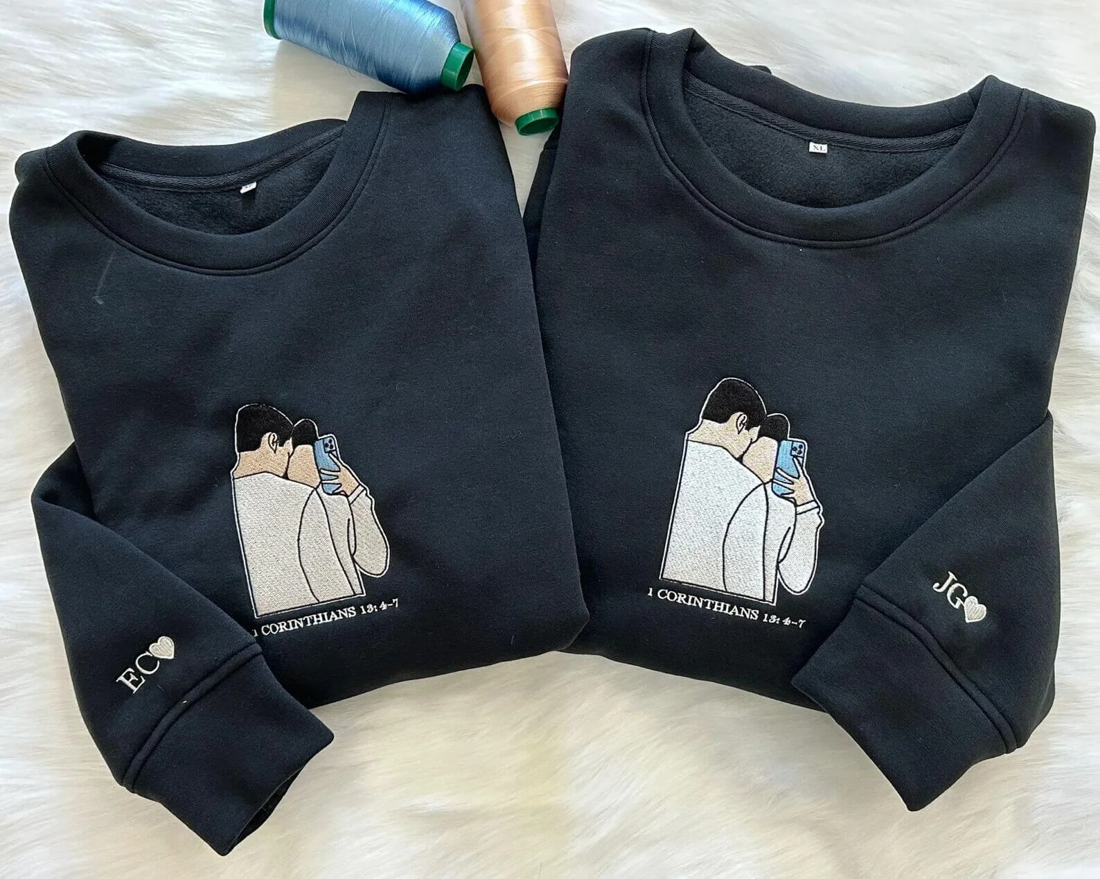 Custom Embroidered Sweatshirt with a Photo Portrait 