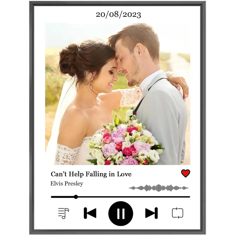 Personalized Favorite Song with Photo Printable Poster Wall Art Customized Engagement Present Anniversary Couple Frame Gift