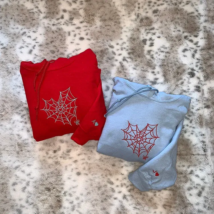 Custom Matching Spiderweb Heart Sweatshirt for Couples & Besties