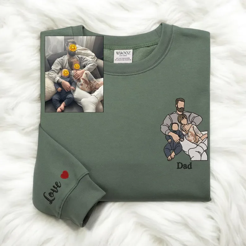 Custom Embroidered Sweatshirt with a Photo Portrait 