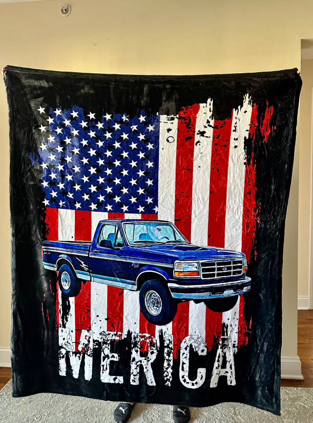 Merica Custom Car Fleece Blanket