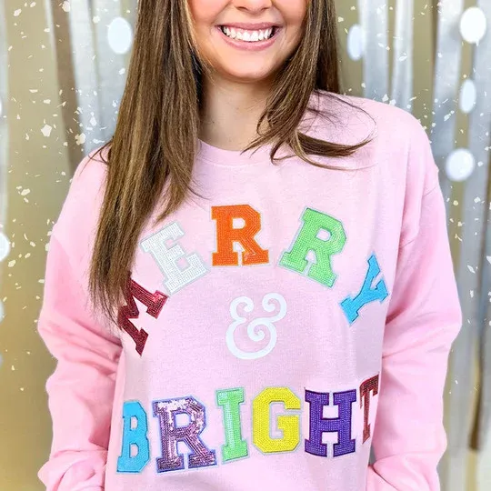 Custom Merry and Bright Soft Chenille Sweatshirt – Cozy Up in Holiday Style 🎄 