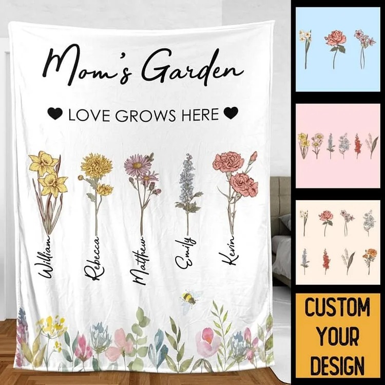 Mom/Grandma's Garden Birth Month Flower Blanket