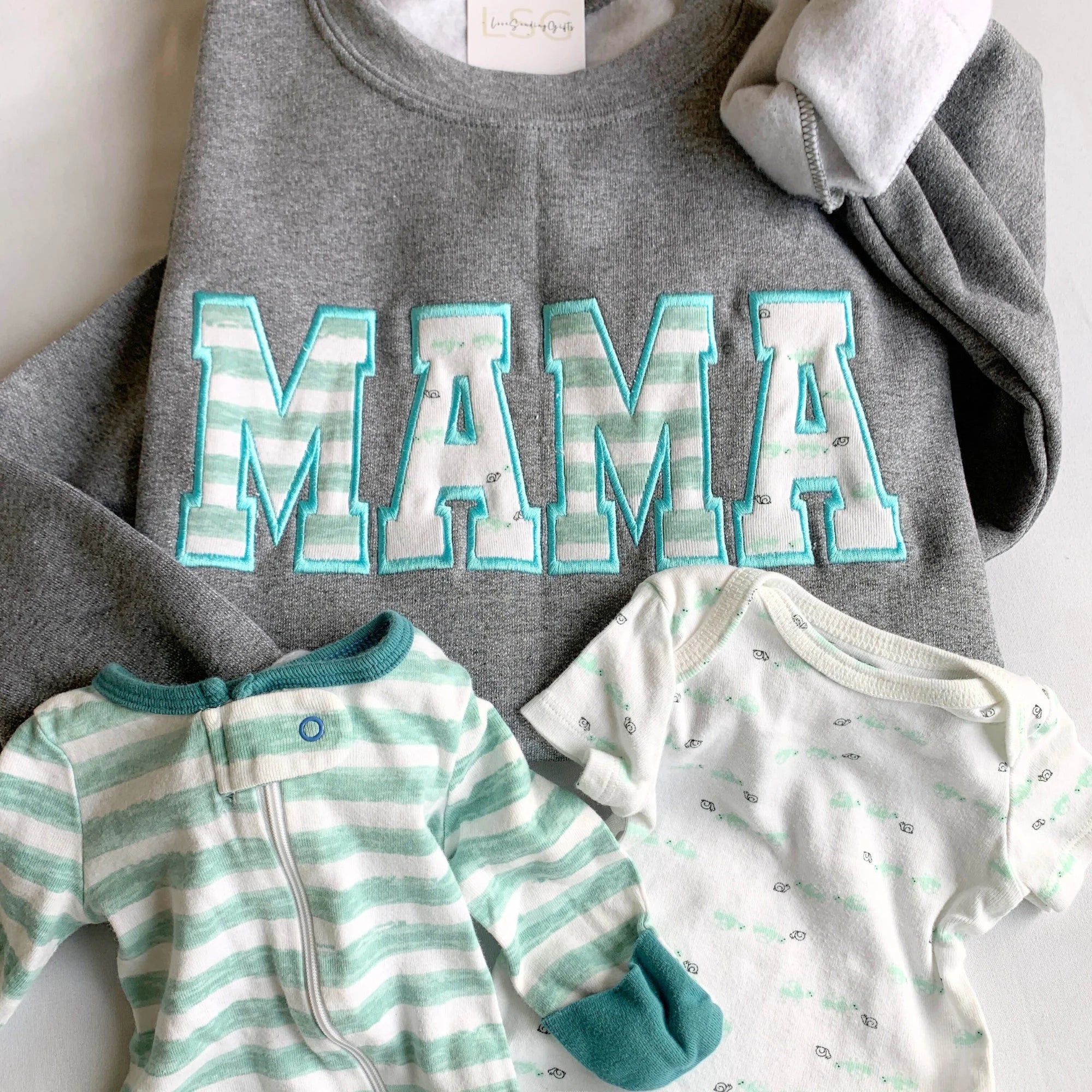 MAMA Keepsake Sweatshirt with Baby Clothes