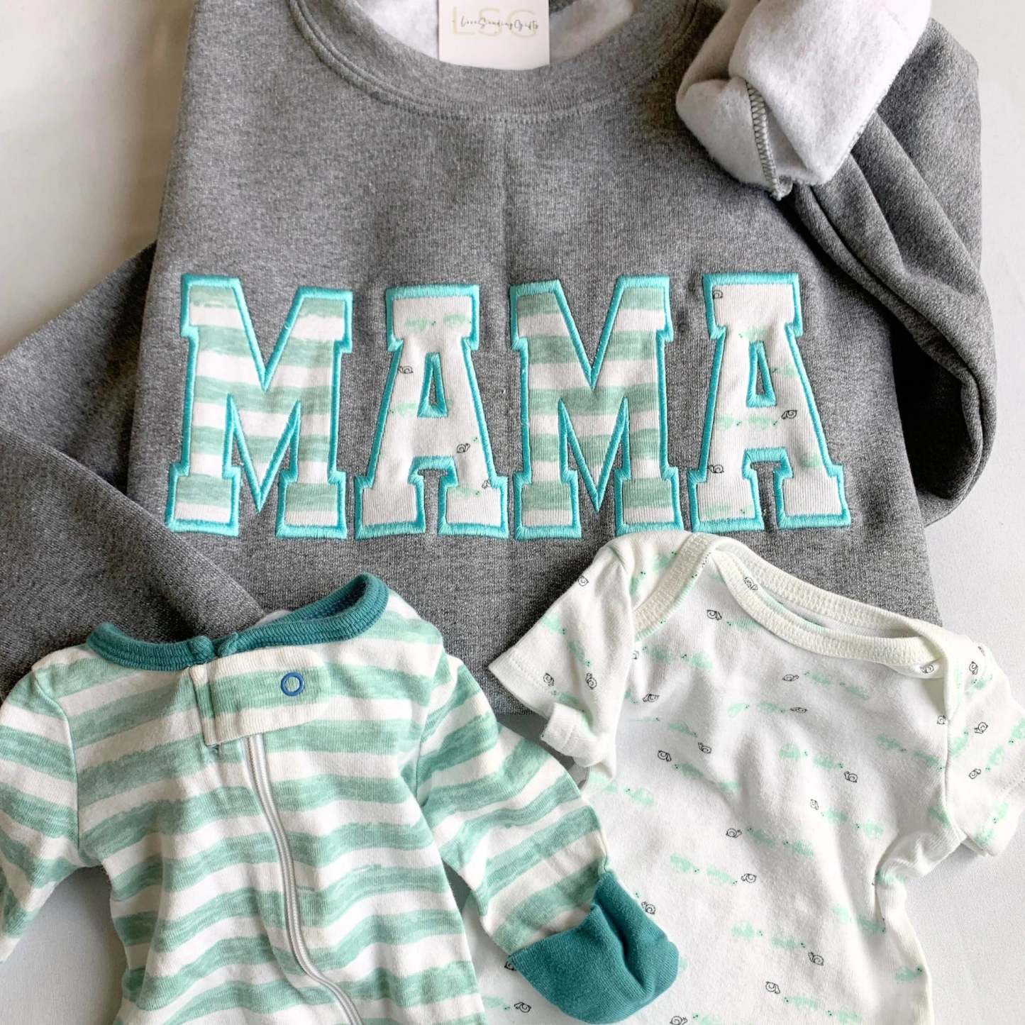 MAMA Keepsake Sweatshirt with Baby Clothes