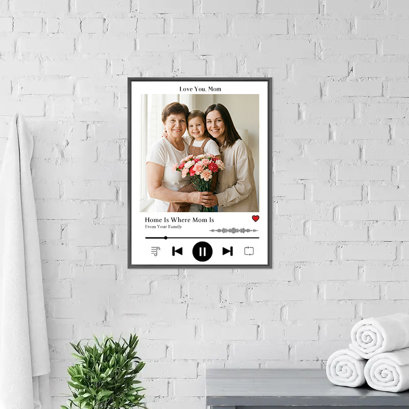 Personalized Mother's Day Song & Photo Poster - Custom Heartbeat Melody Wall Art - Printable Mom Gift from Daughter, Son, Grandkids