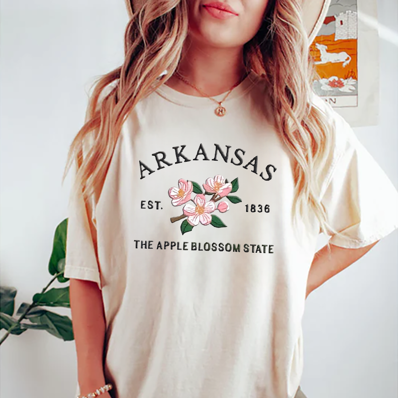 CUSTOM EMBROIDERED ARKANSAS FLOWER SWEATSHIRT