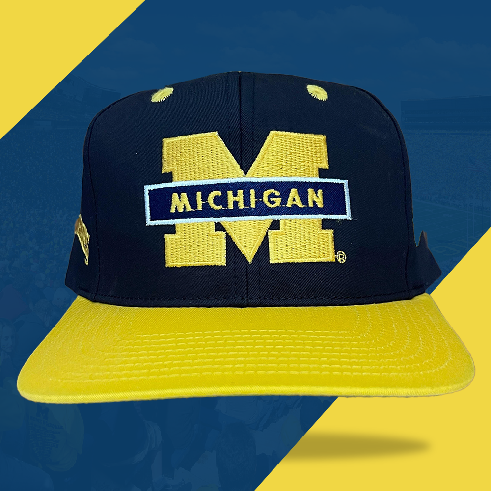 Vintage 90s Deadstock Michigan Wolverines NCAA Snapback Hat Baseball Cap