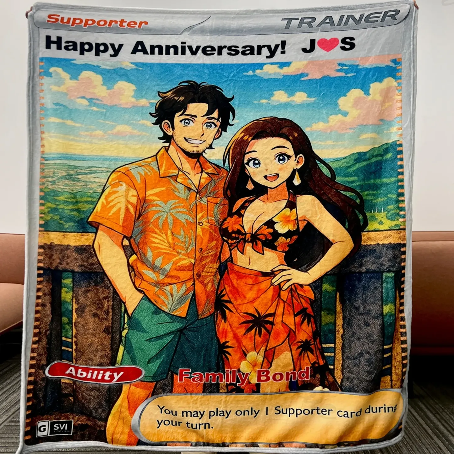 Personalized Couple Photo Card Blanket