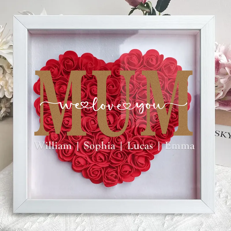 Personalized Mum Flower Shadow Box Mother's Day Gift Mum's Rose Frame Box Flower Gift Box for Mum Grandma Nana Birthday Gifts for Mum
