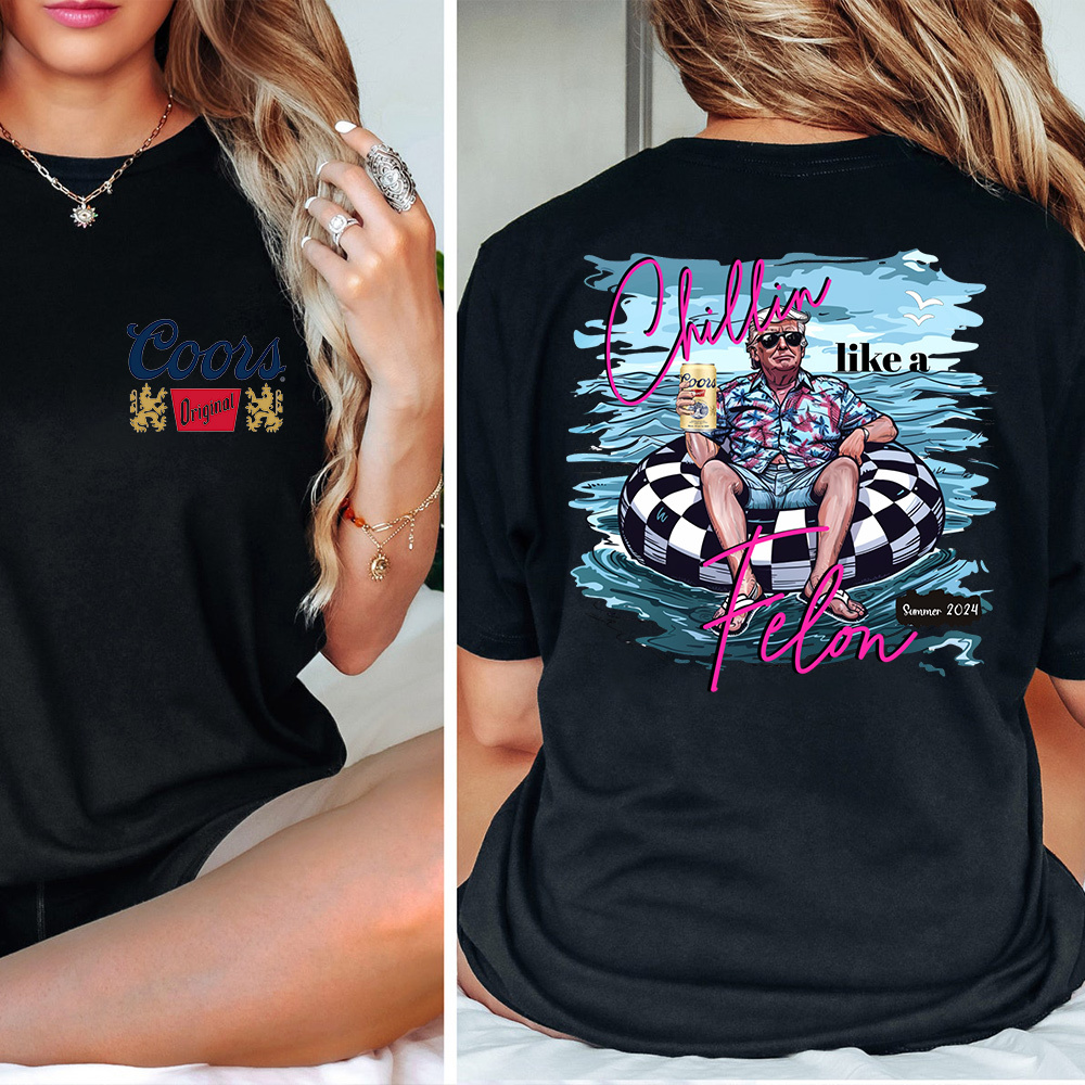 Hot Drinking Coors Chillin Like A Felon Summer 2024, Retro Quirky with Character Shirt