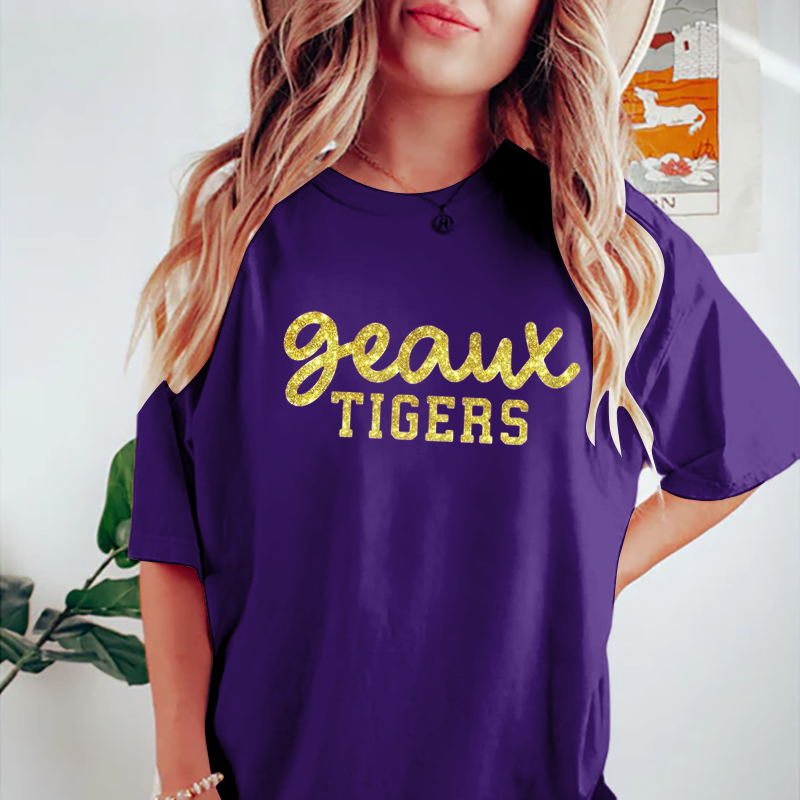 Geaux Tigers Louisiana Football Shirt GLITTER T-shirt - Geaux - Tigers