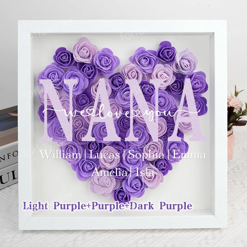 Personalized Mum Flower Shadow Box Mother's Day Gift Mum's Rose Frame Box Flower Gift Box for Mum Grandma Nana Birthday Gifts for Mum