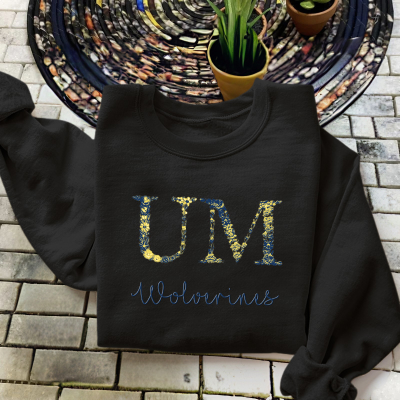 Customized Michigan Wolverines Football Sweatshirts With Trendy Floral Embroidery